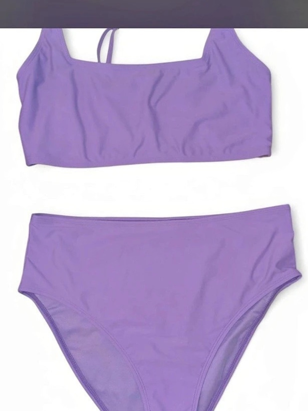 Fashion Nova Textured Squareneck Highwaist Bikini Set Purple